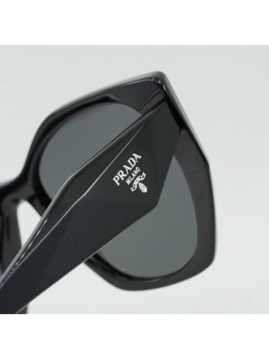Prada PR19ZS 1AB5S0 Sunglasses Black Square Frame, Dark Grey Lenses main image 5